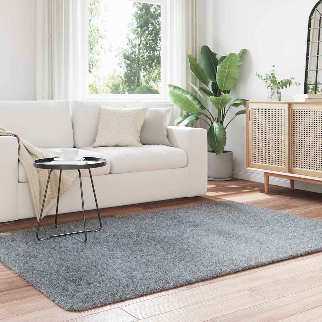 Teppich Shaggy Hochflor NAVARRA Hellgrau 130x200 cm Polyester
