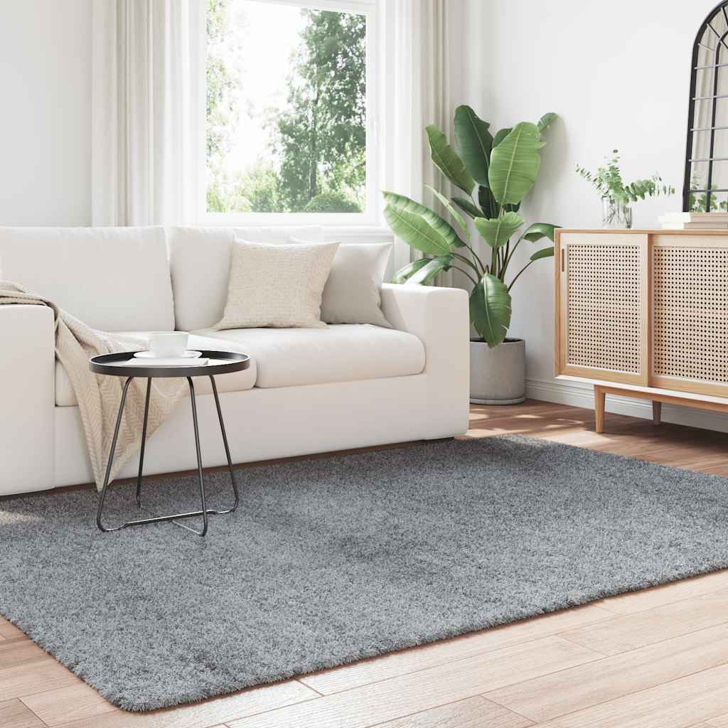 Teppich Shaggy Hochflor NAVARRA Hellgrau 160x230 cm Polyester