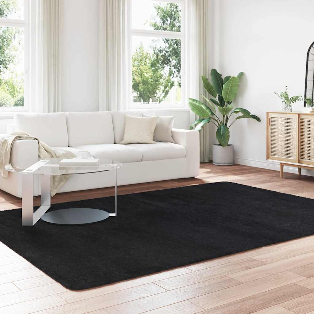 Teppich Shaggy Hochflor NAVARRA Schwarz 200x290 cm Polyester