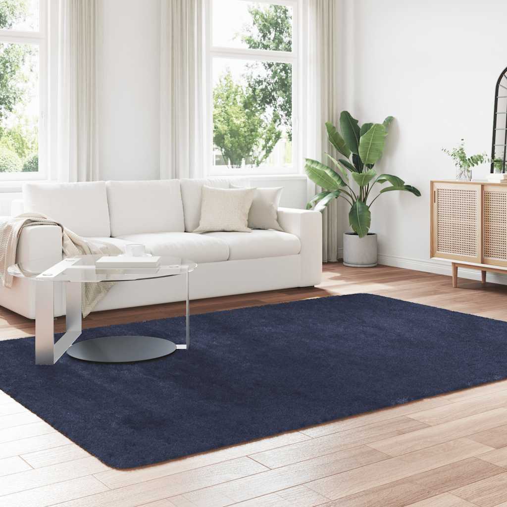Teppich Shaggy Hochflor NAVARRA Marineblau 200x290 cm Polyester