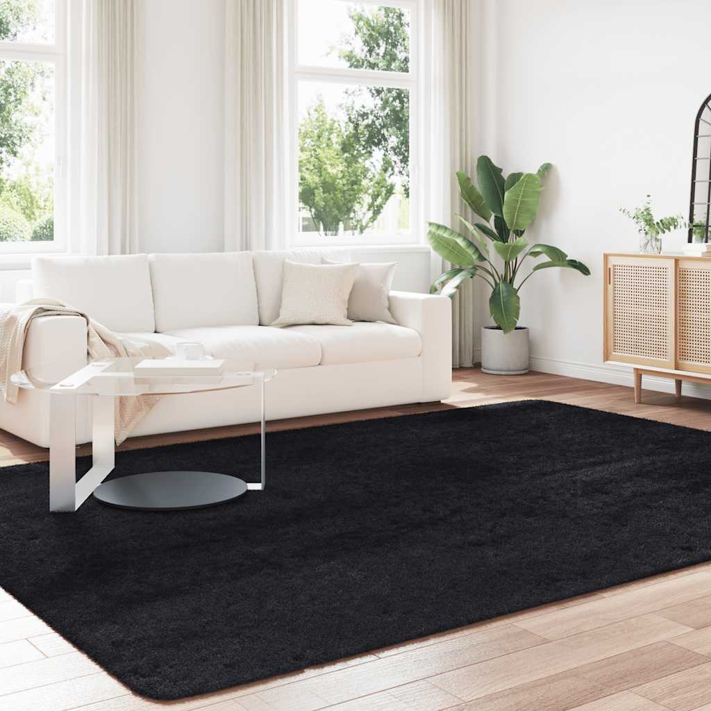 Teppich Shaggy Hochflor NAVARRA Schwarz 240x340 cm Polyester