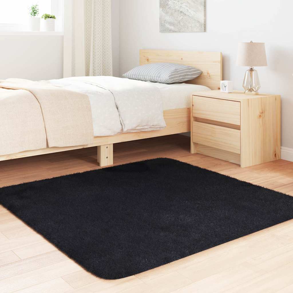 Teppich Shaggy Hochflor NAVARRA Schwarz 120x120 cm Polyester
