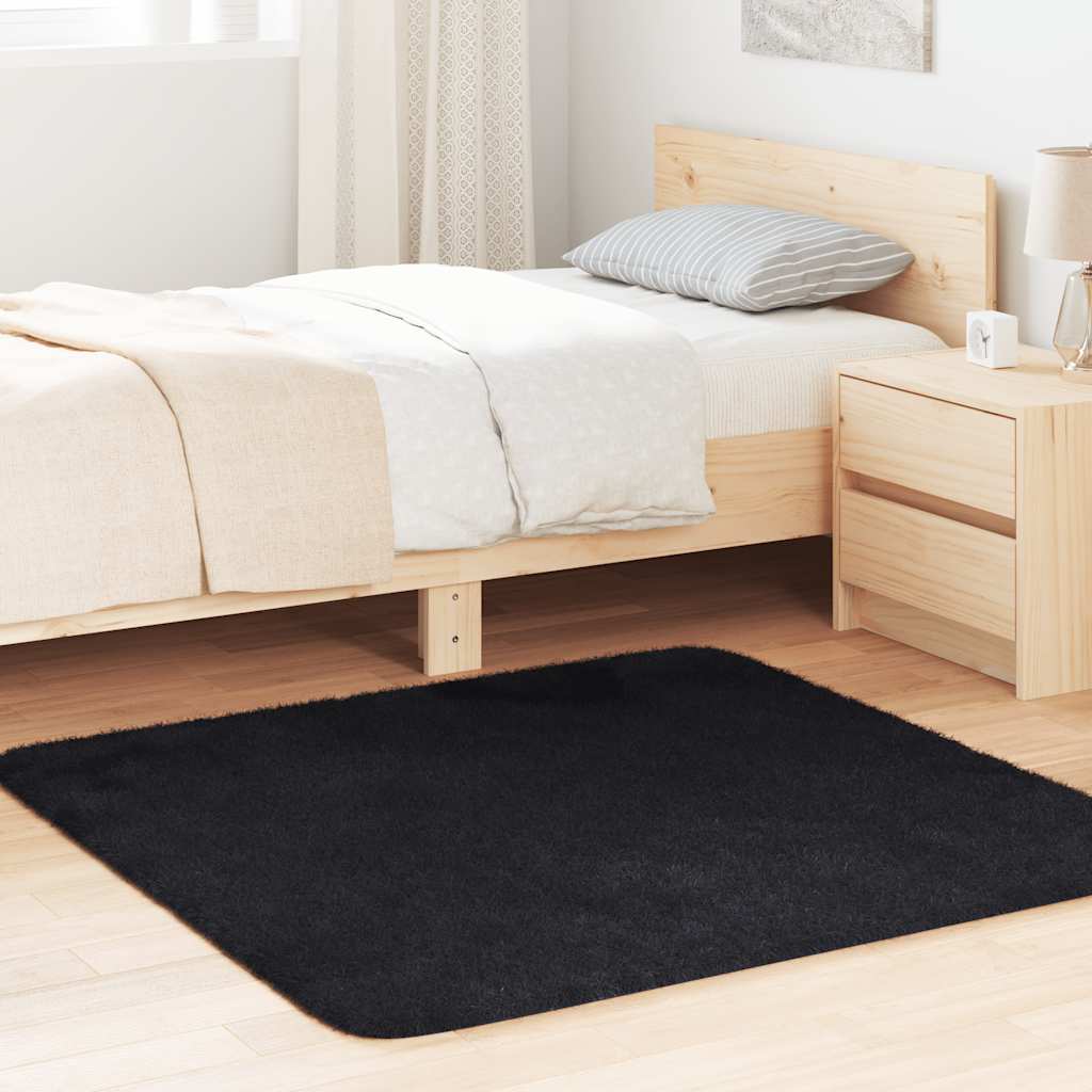 Teppich Shaggy Hochflor NAVARRA Schwarz 120x120 cm Polyester
