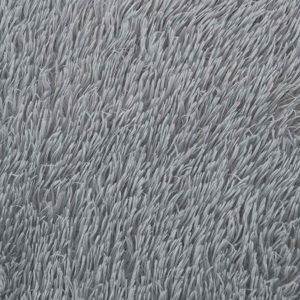 Teppich Shaggy Hochflor NAVARRA Hellgrau 120x120 cm Polyester
