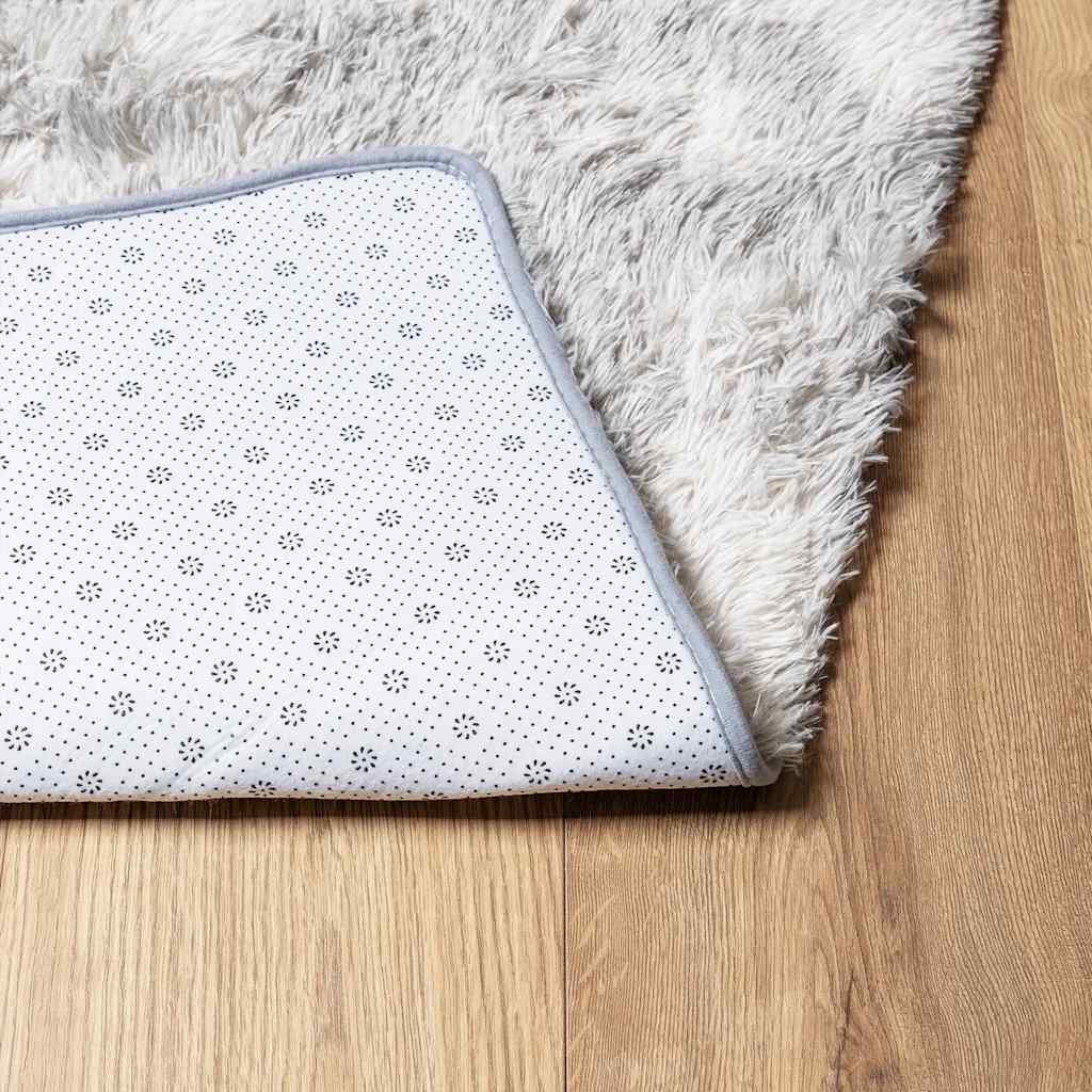Teppich Shaggy Hochflor NAVARRA Silbergrau 120x120 cm Polyester