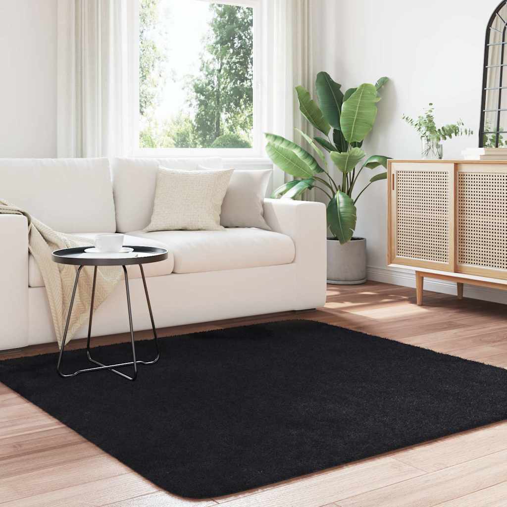 Teppich Shaggy Hochflor NAVARRA Schwarz 160x160 cm Polyester