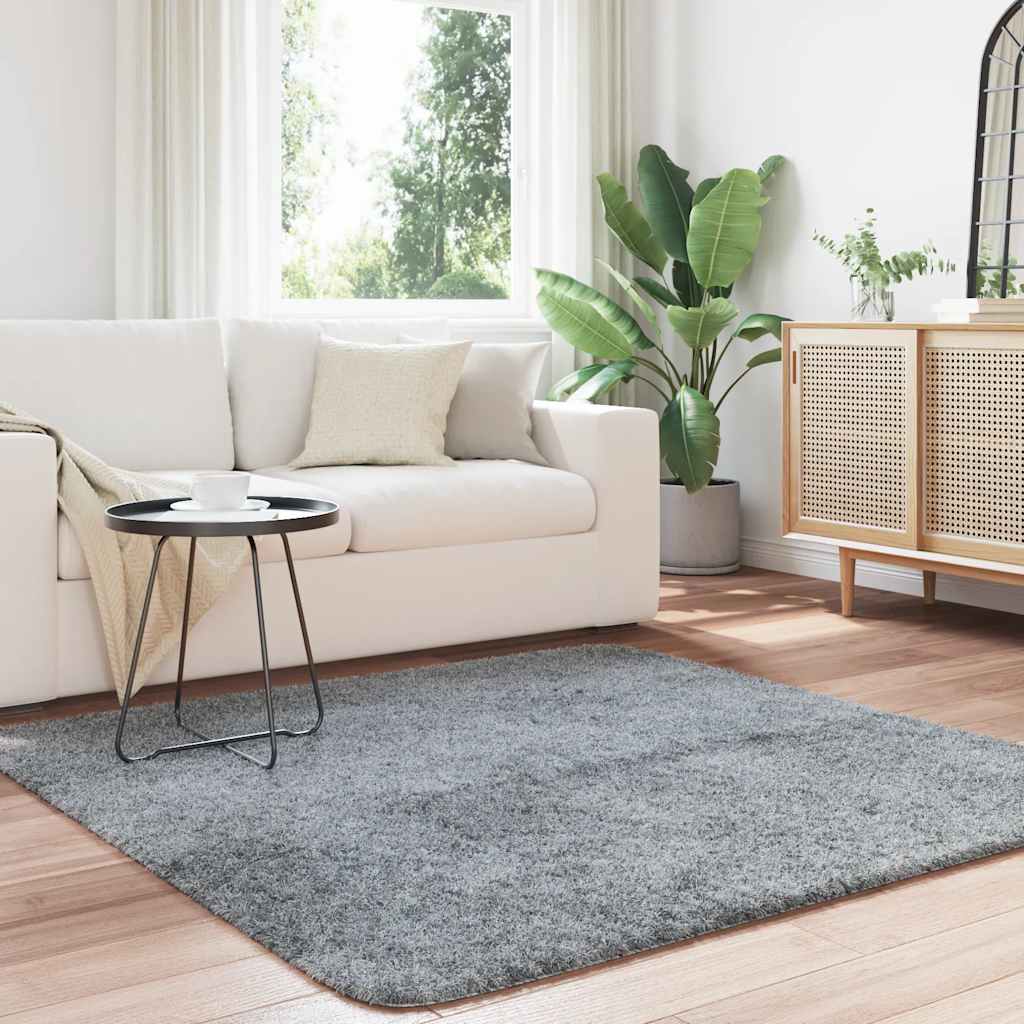 Teppich Shaggy Hochflor NAVARRA Hellgrau 160x160 cm Polyester