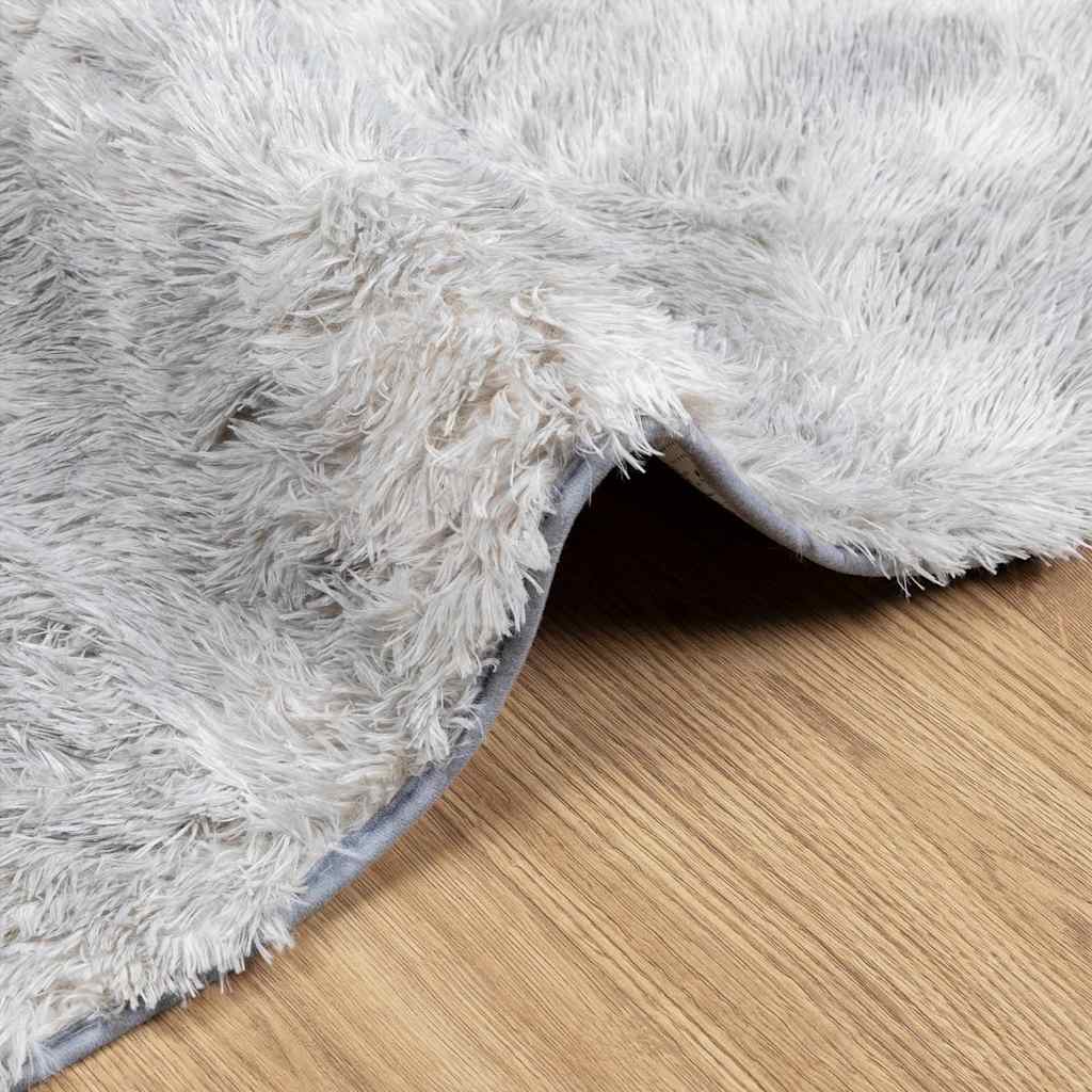 Teppich Shaggy Hochflor NAVARRA Silbergrau 160x160 cm Polyester