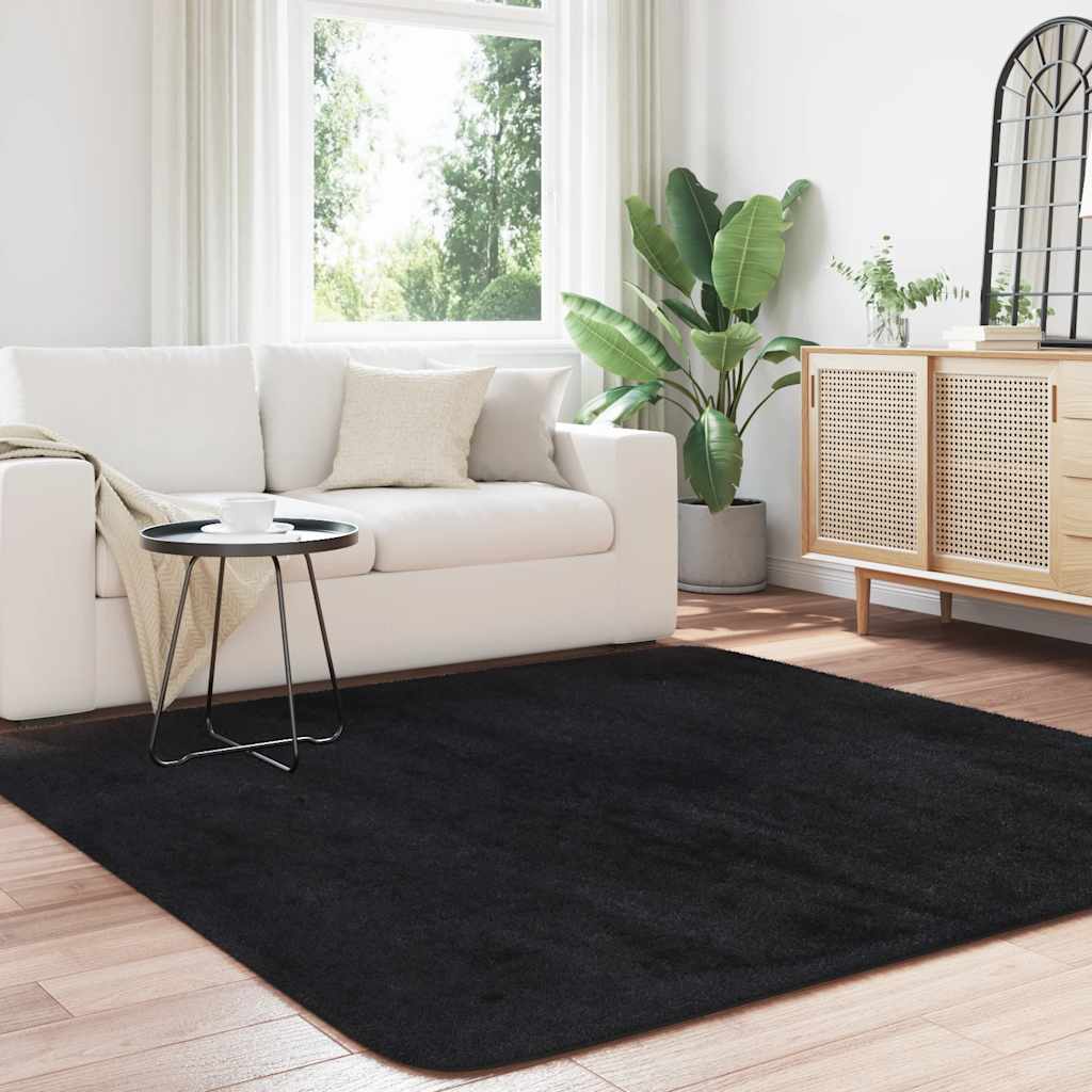 Teppich Shaggy Hochflor NAVARRA Schwarz 200x200 cm Polyester