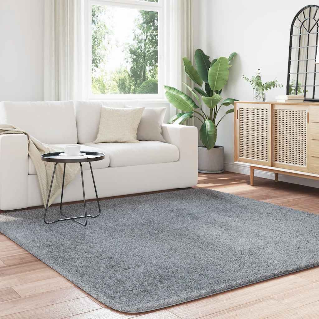 Teppich Shaggy Hochflor NAVARRA Hellgrau 200x200 cm Polyester