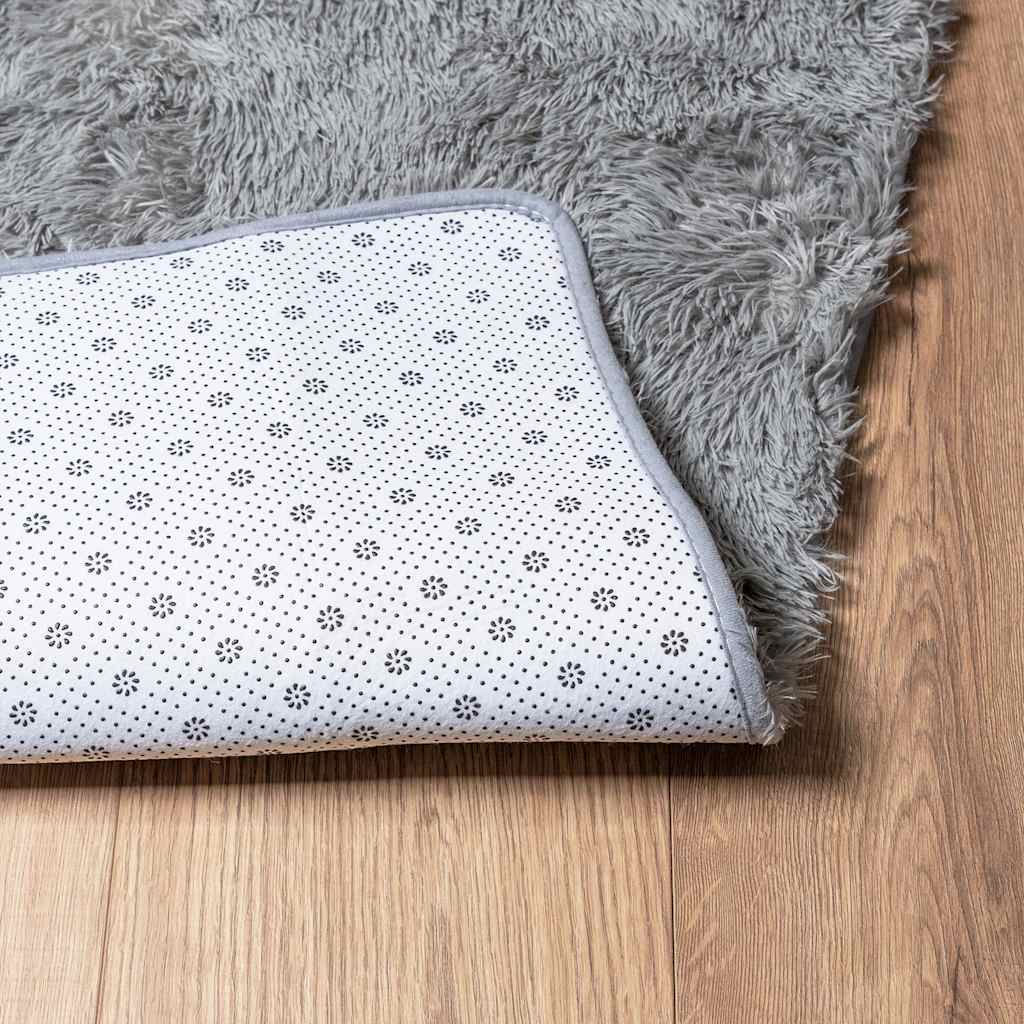 Teppich Shaggy Hochflor NAVARRA Hellgrau 200x200 cm Polyester