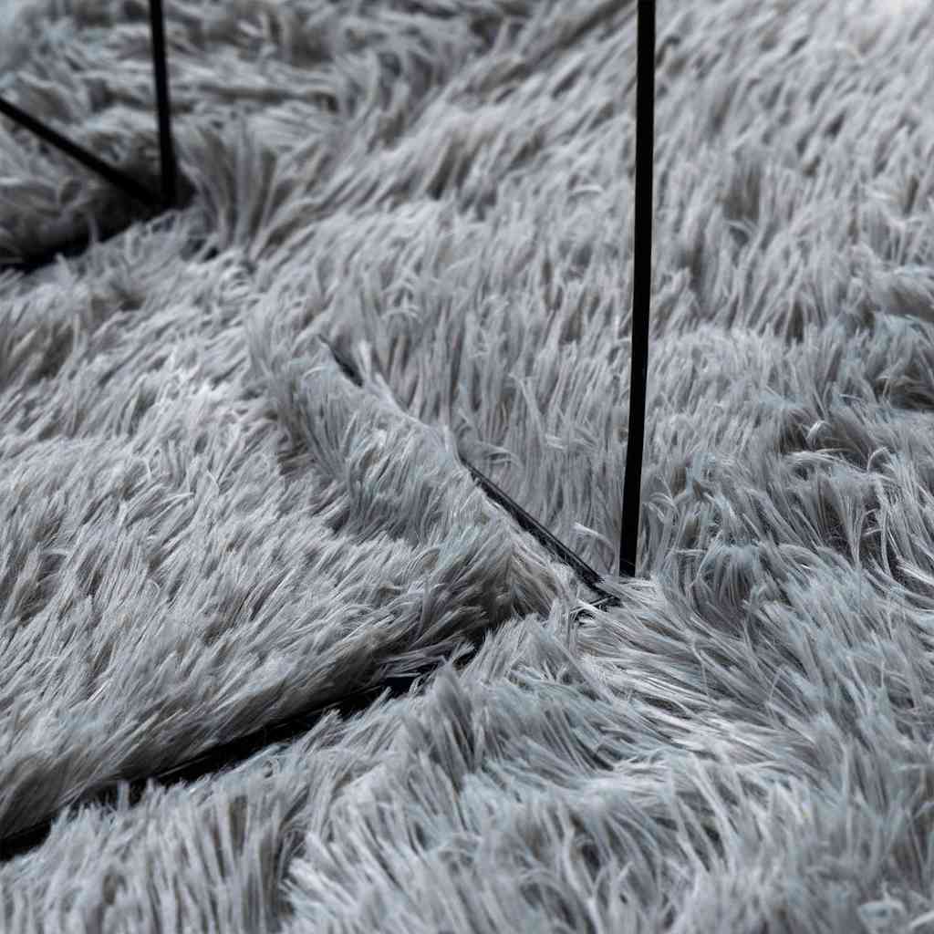Teppich Shaggy Hochflor NAVARRA Hellgrau 200x200 cm Polyester