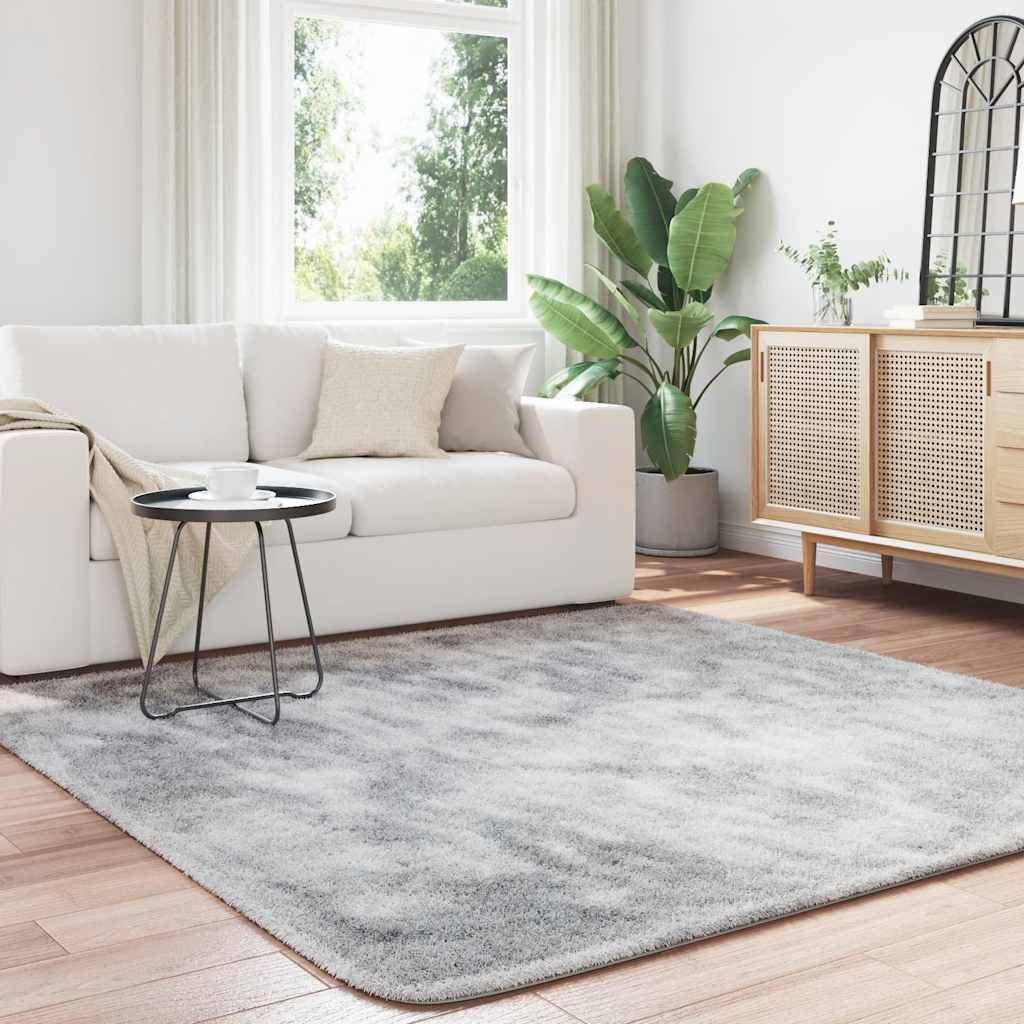 Teppich Shaggy Hochflor NAVARRA Silbergrau 200x200 cm Polyester