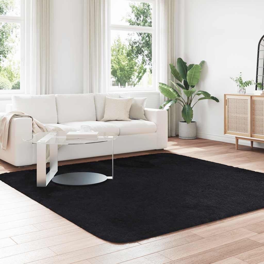 Teppich Shaggy Hochflor NAVARRA Schwarz 240x240 cm Polyester