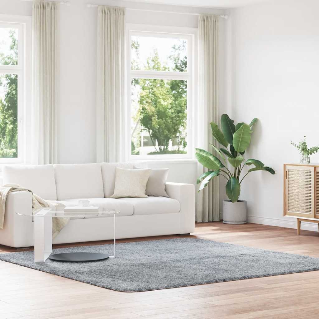 Teppich Shaggy Hochflor NAVARRA Hellgrau 240x240 cm Polyester