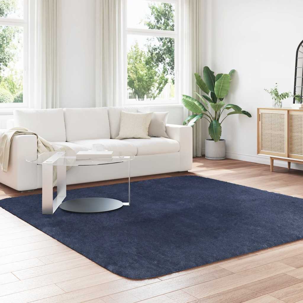 Teppich Shaggy Hochflor NAVARRA Marineblau 240x240 cm Polyester