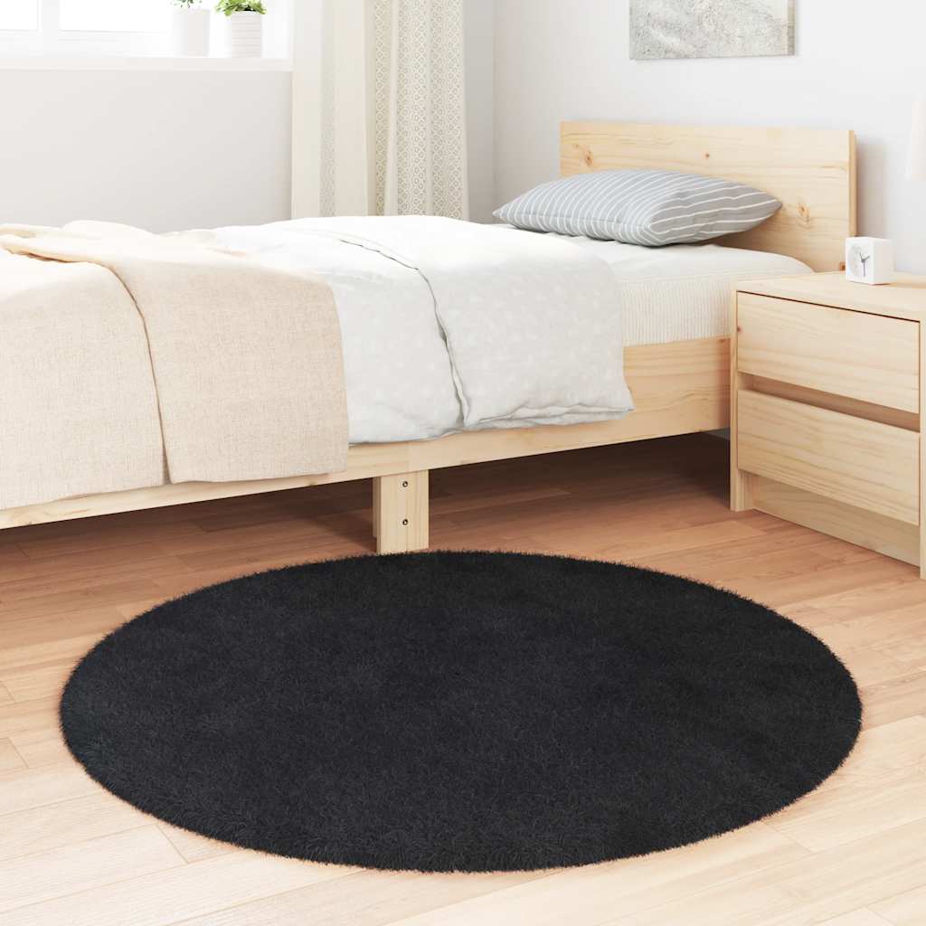 Teppich Shaggy Hochflor NAVARRA Schwarz 100x100 cm Polyester