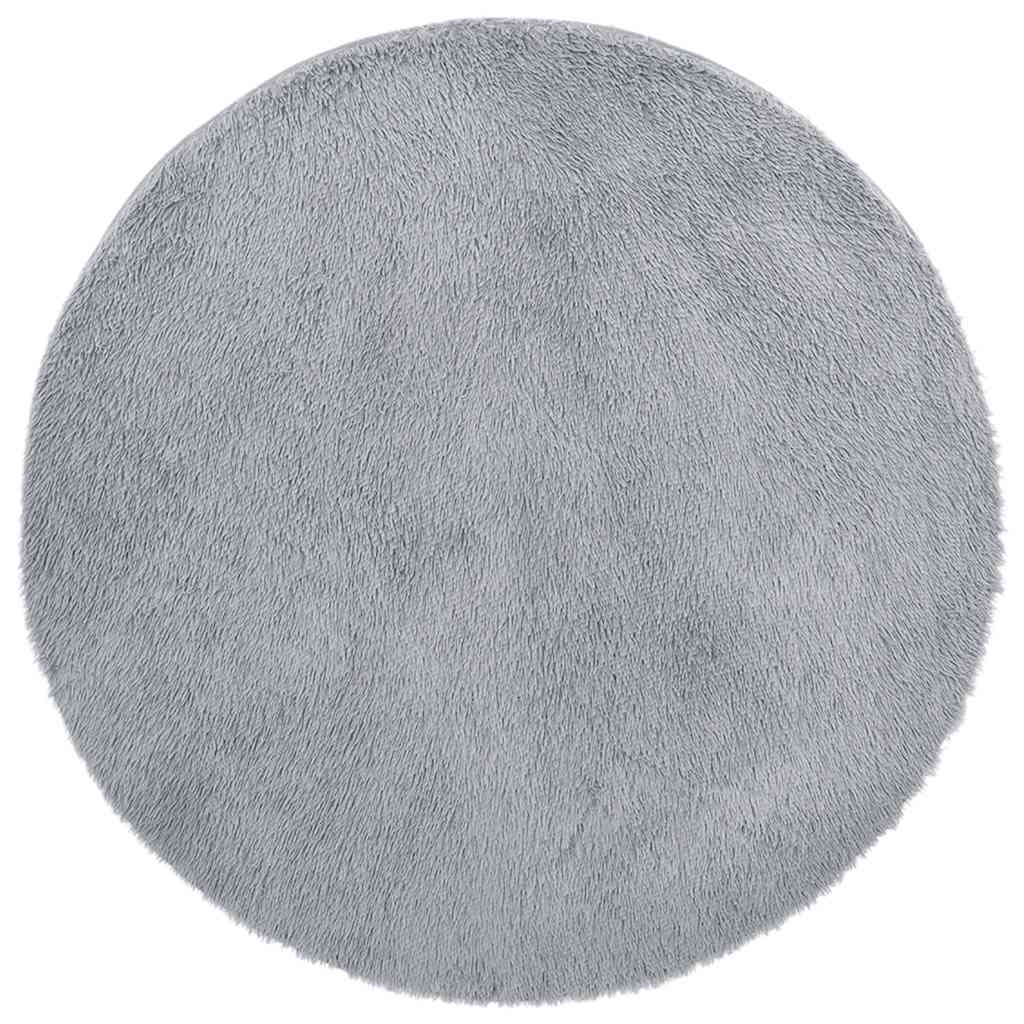 Teppich Shaggy Hochflor NAVARRA Hellgrau 100x100 cm Polyester