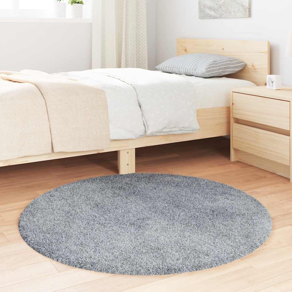 Teppich Shaggy Hochflor NAVARRA Hellgrau 100x100 cm Polyester
