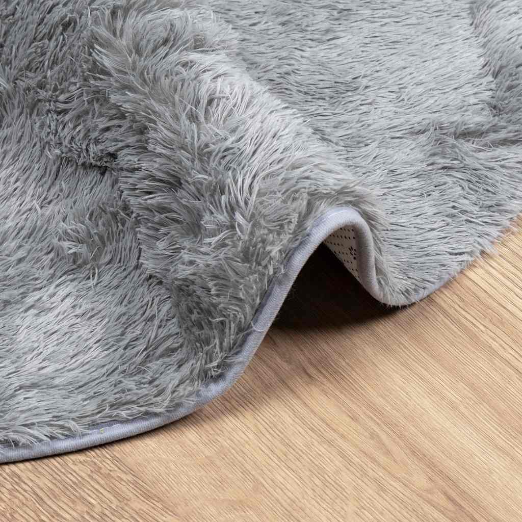 Teppich Shaggy Hochflor NAVARRA Hellgrau 100x100 cm Polyester