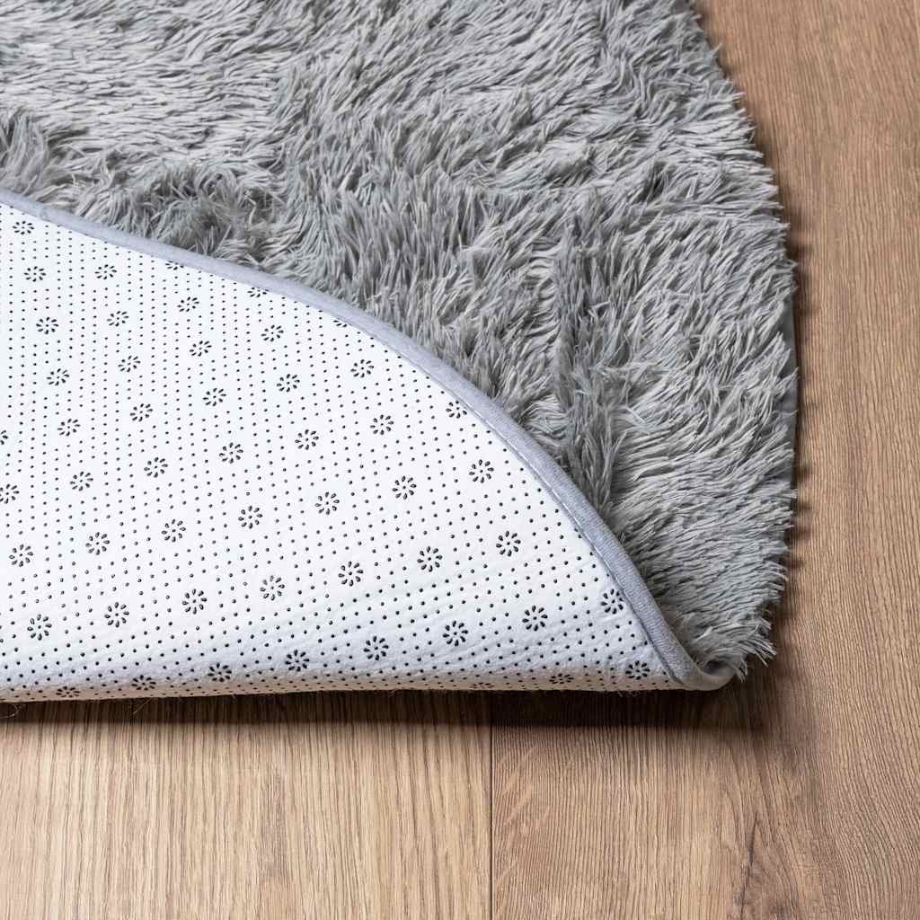 Teppich Shaggy Hochflor NAVARRA Hellgrau 100x100 cm Polyester