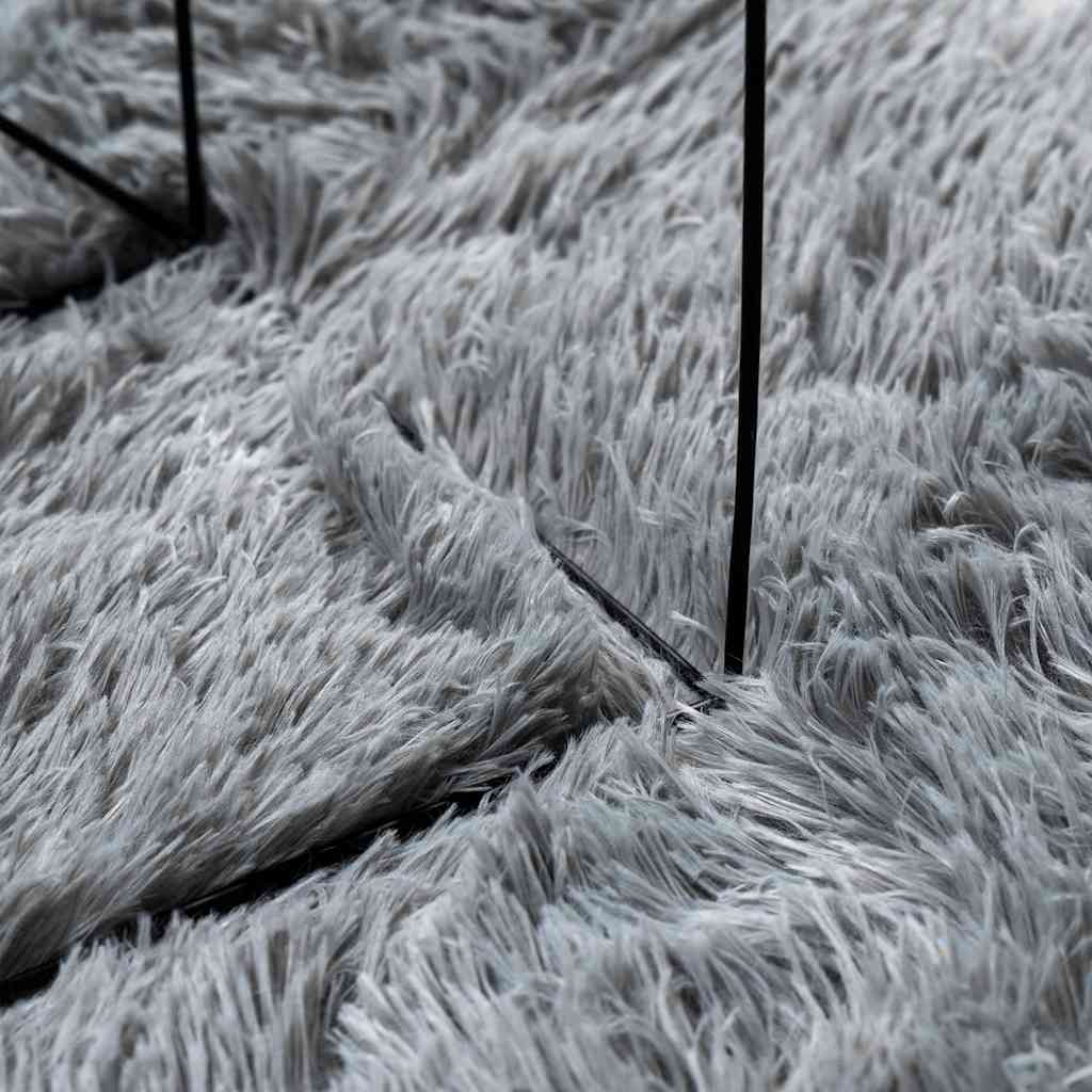 Teppich Shaggy Hochflor NAVARRA Hellgrau 100x100 cm Polyester