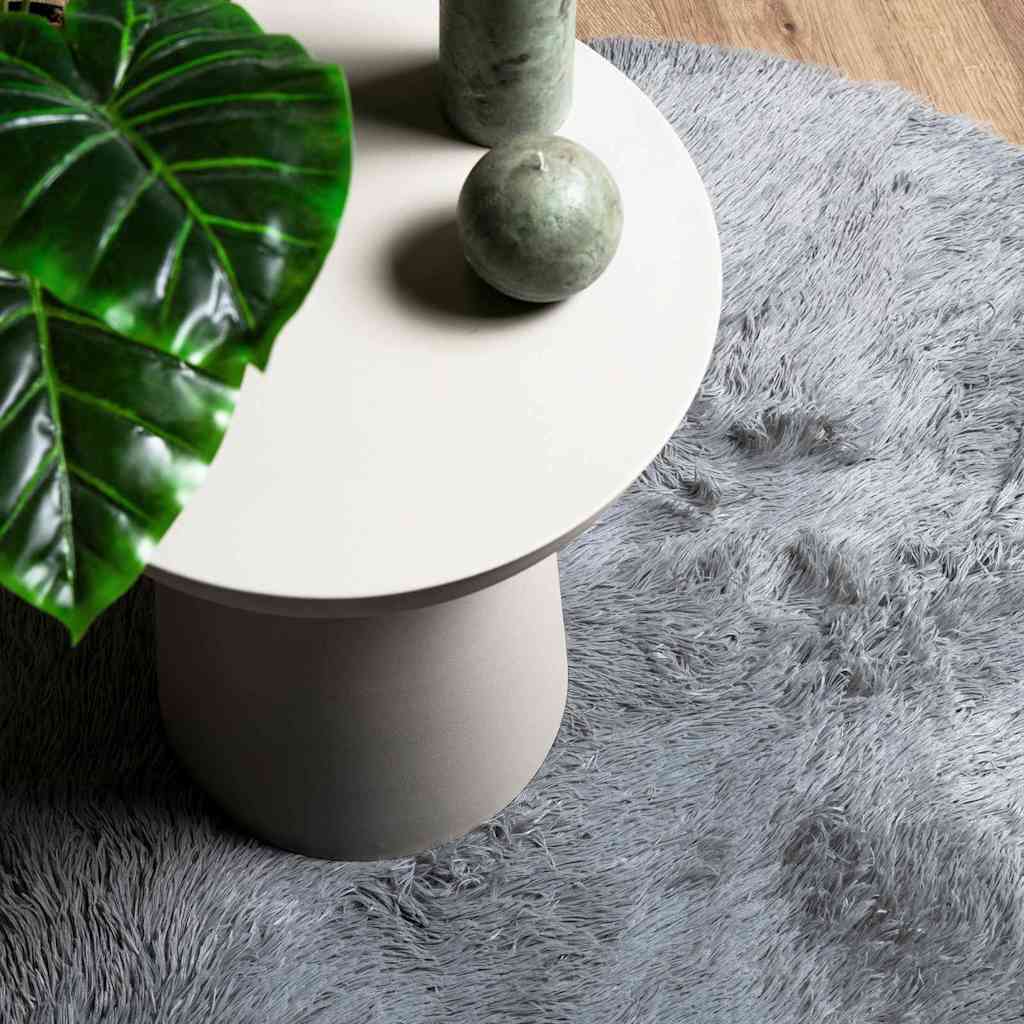 Teppich Shaggy Hochflor NAVARRA Hellgrau 100x100 cm Polyester