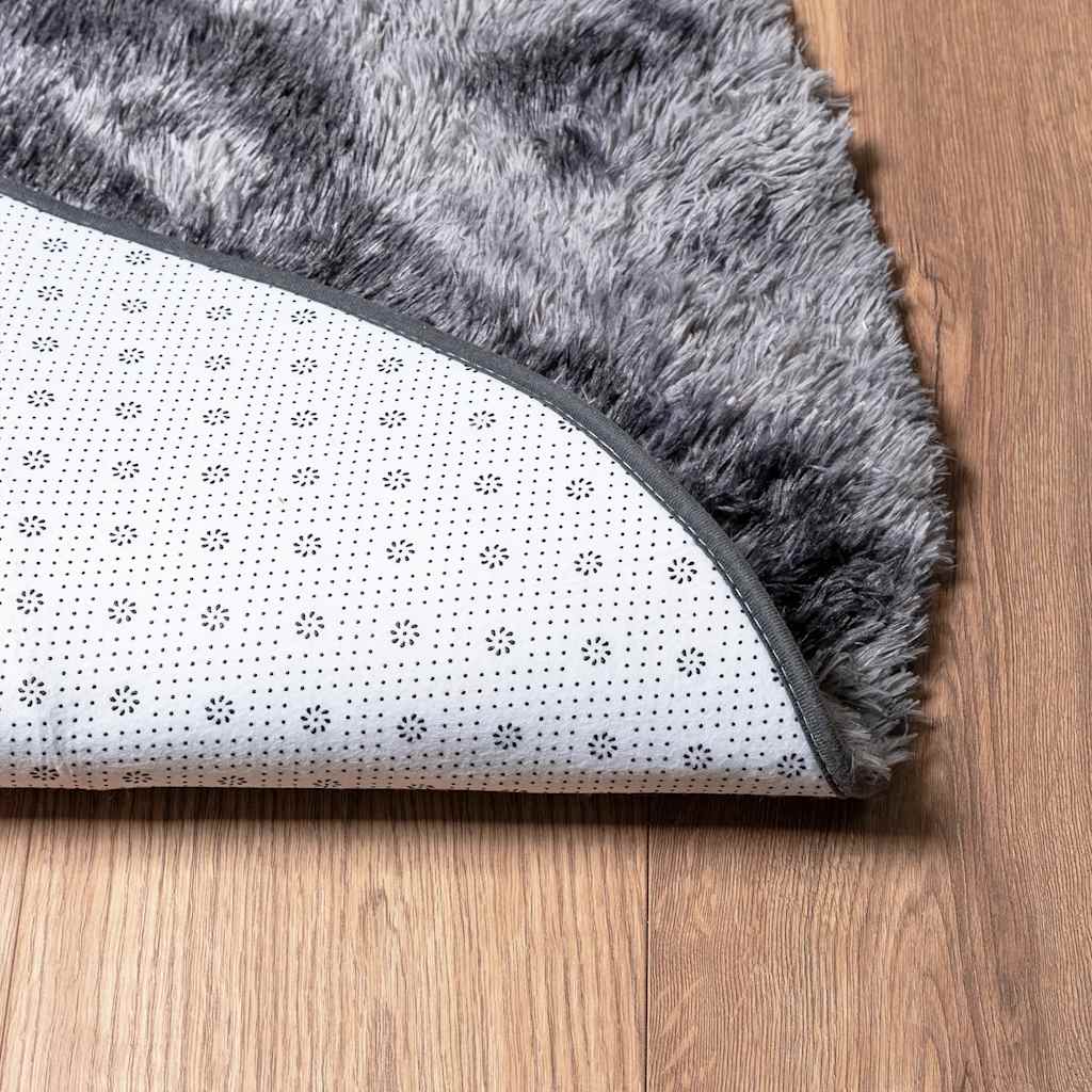 Teppich Shaggy Hochflor NAVARRA Dunkelgrau 120x120 cm Polyester