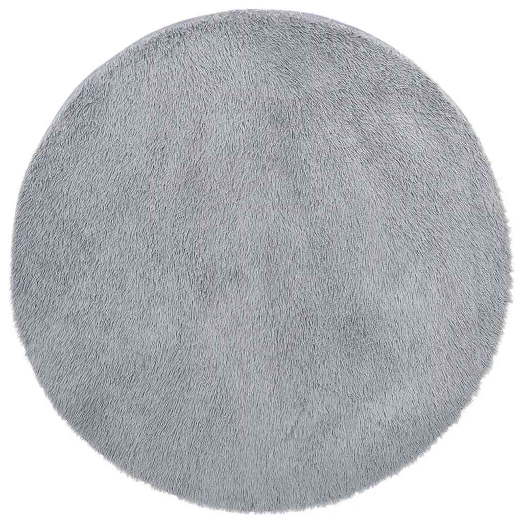 Teppich Shaggy Hochflor NAVARRA Hellgrau 120x120 cm Polyester