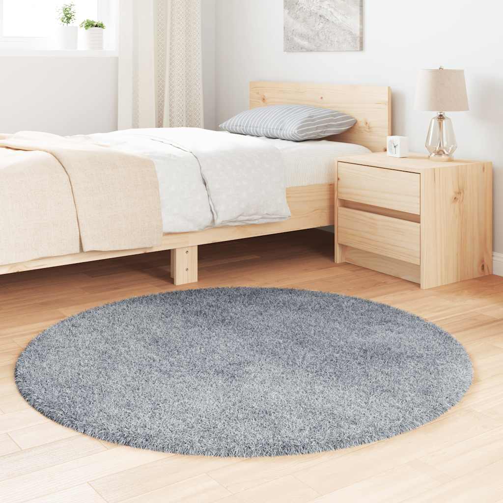 Teppich Shaggy Hochflor NAVARRA Hellgrau 120x120 cm Polyester