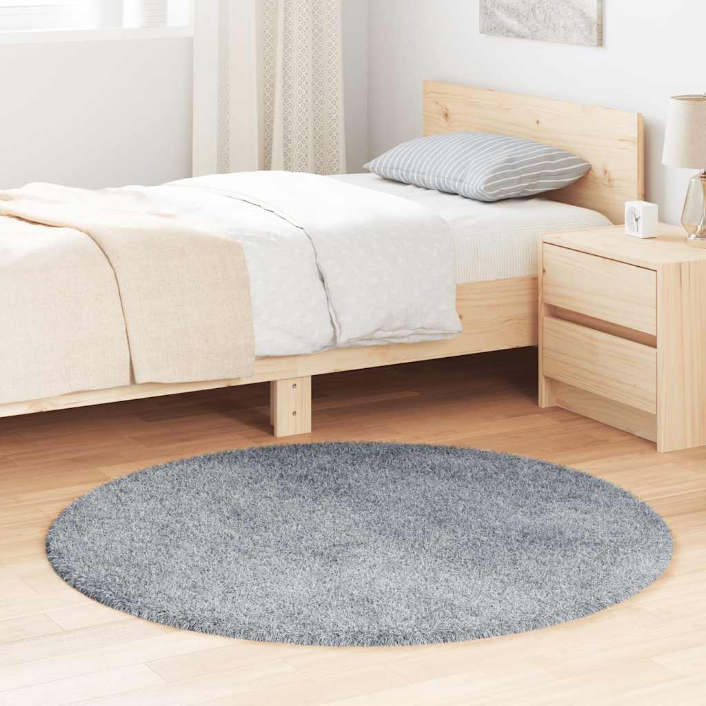 Teppich Shaggy Hochflor NAVARRA Hellgrau 120x120 cm Polyester