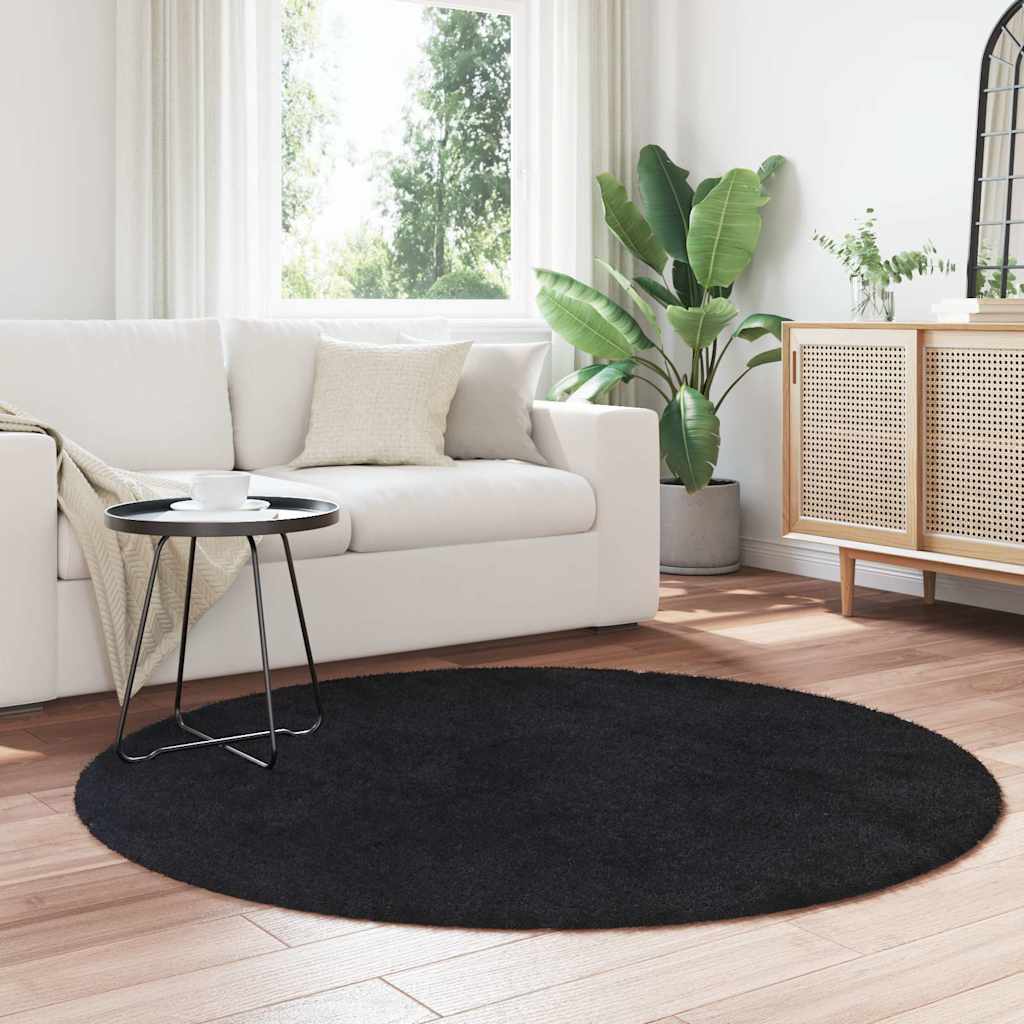 Teppich Shaggy Hochflor NAVARRA Schwarz 160x160 cm Polyester