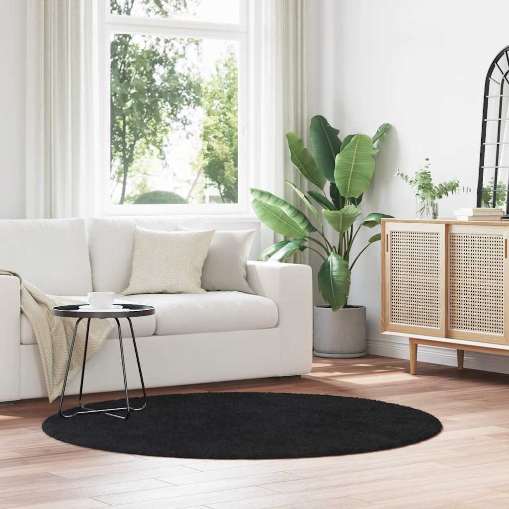 Teppich Shaggy Hochflor NAVARRA Schwarz 160x160 cm Polyester