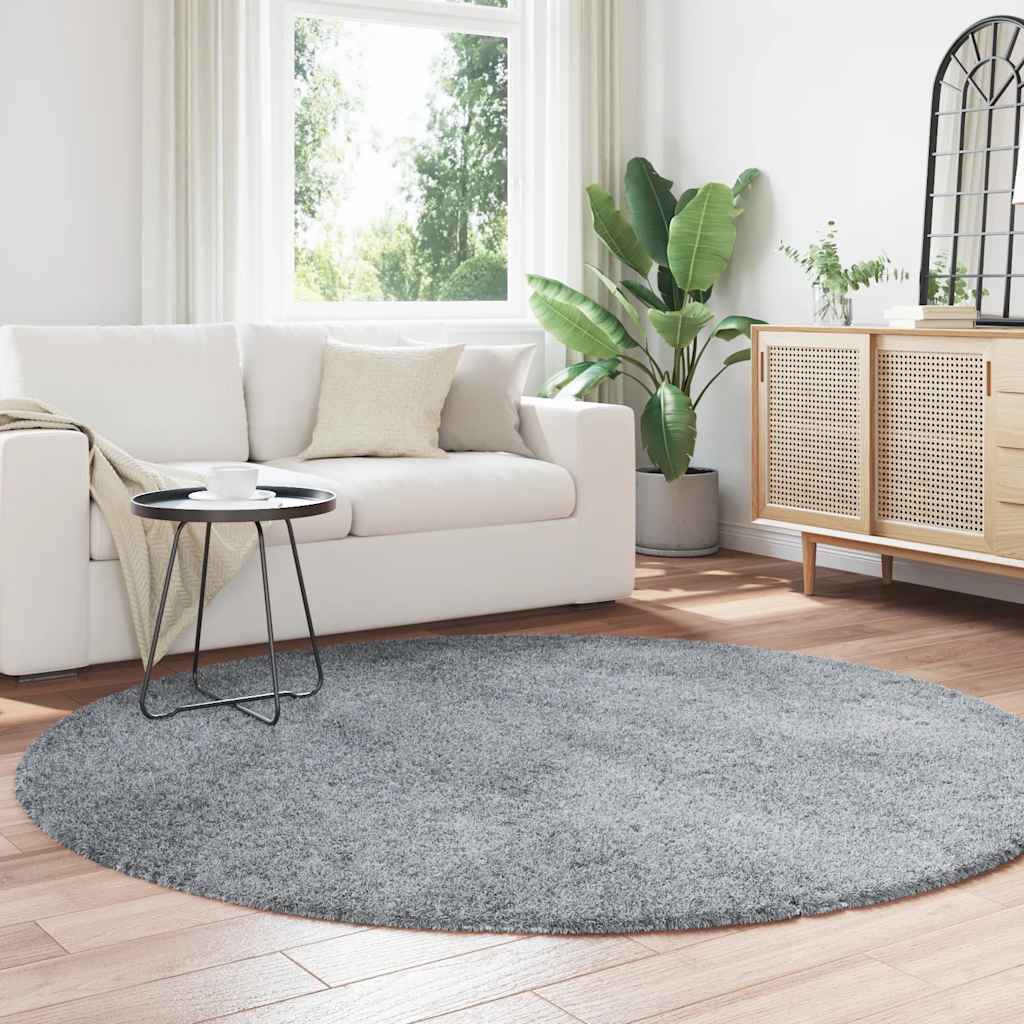 Teppich Shaggy Hochflor NAVARRA Hellgrau 200x200 cm Polyester