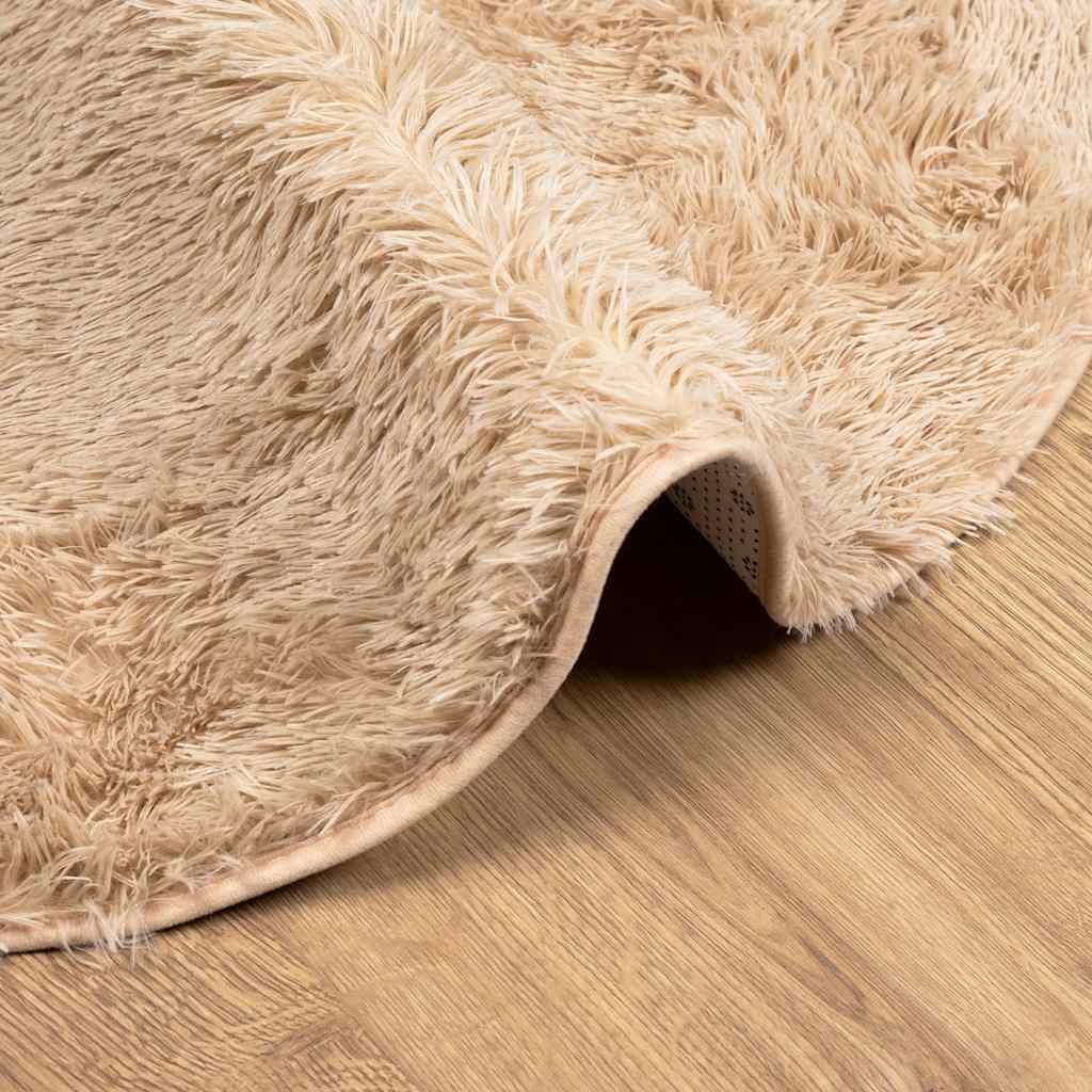 Teppich Shaggy Hochflor NAVARRA Beige 240x240 cm Polyester