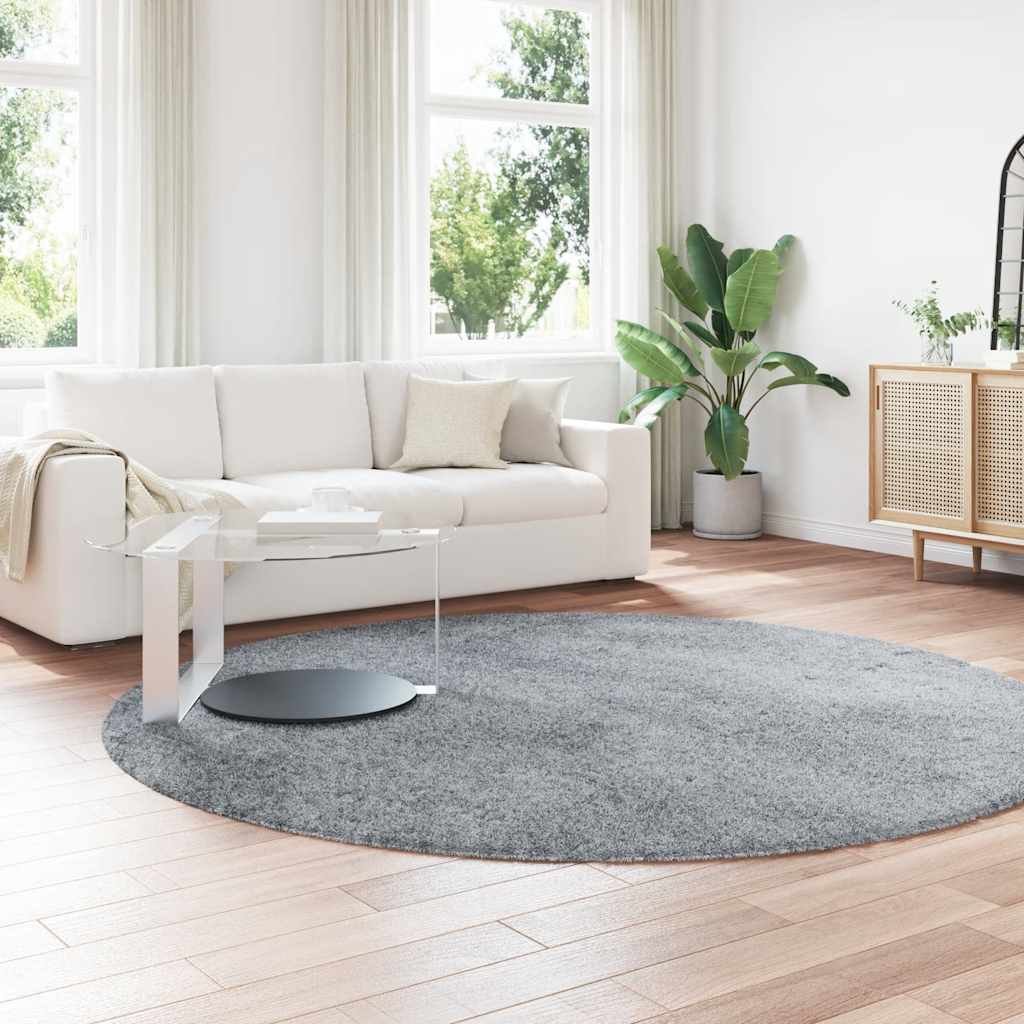 Teppich Shaggy Hochflor NAVARRA Hellgrau 240x240 cm Polyester