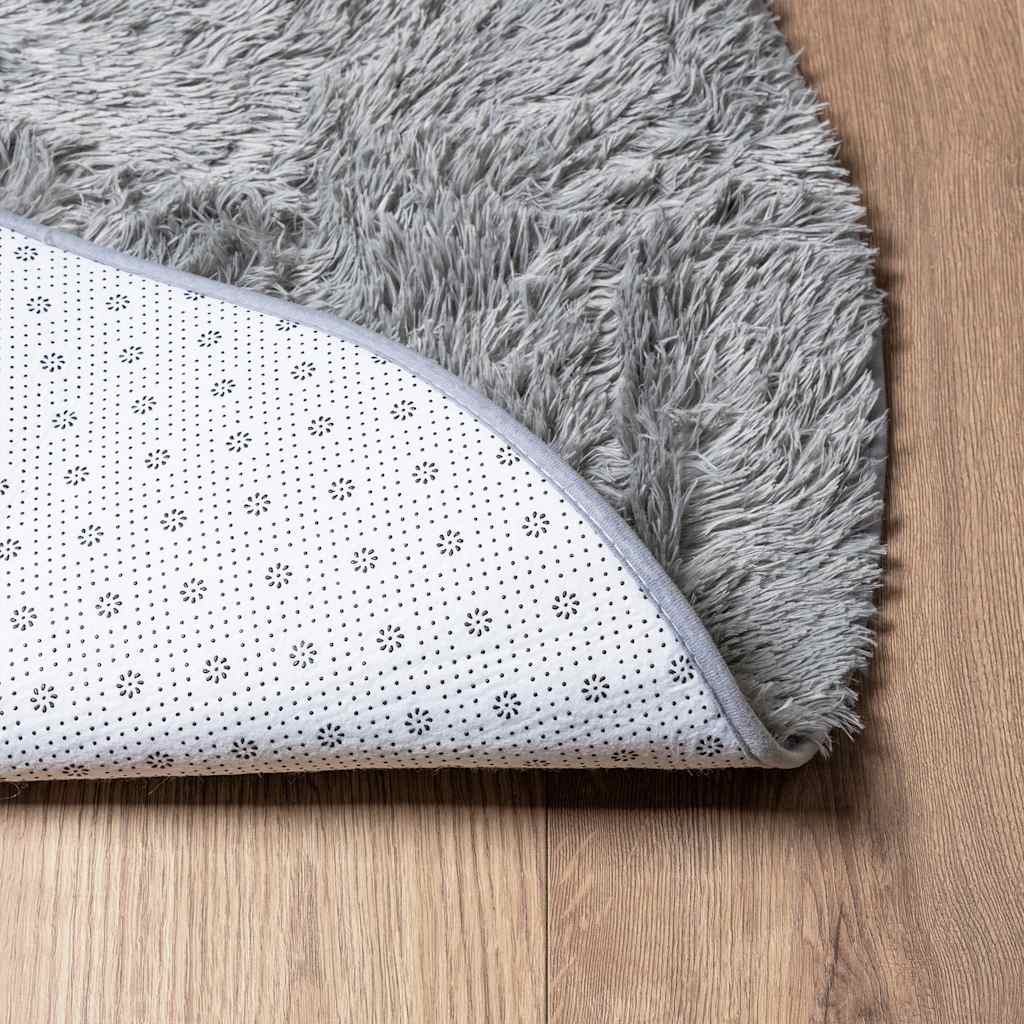 Teppich Shaggy Hochflor NAVARRA Hellgrau 240x240 cm Polyester
