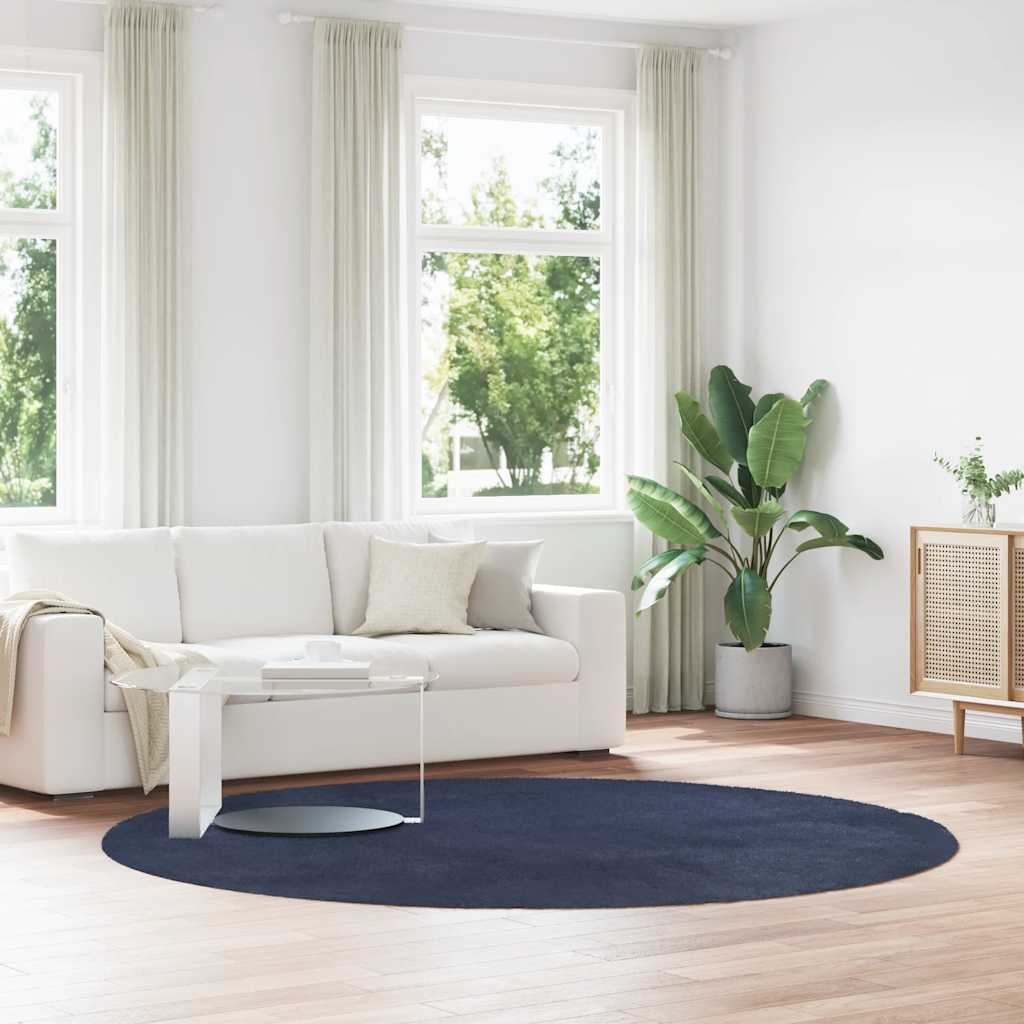 Teppich Shaggy Hochflor NAVARRA Marineblau 240x240 cm Polyester