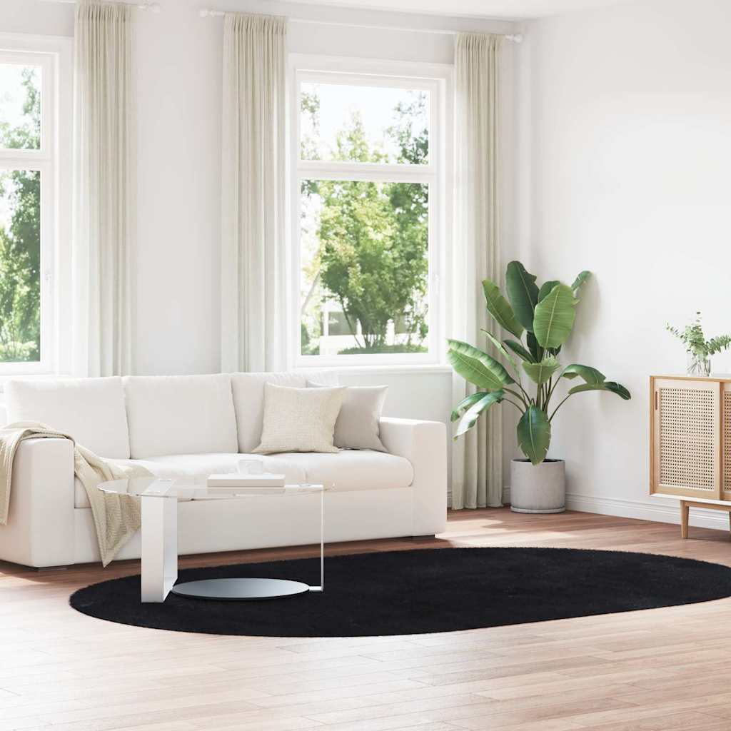 Teppich Shaggy Hochflor NAVARRA Schwarz 300x200 cm Polyester