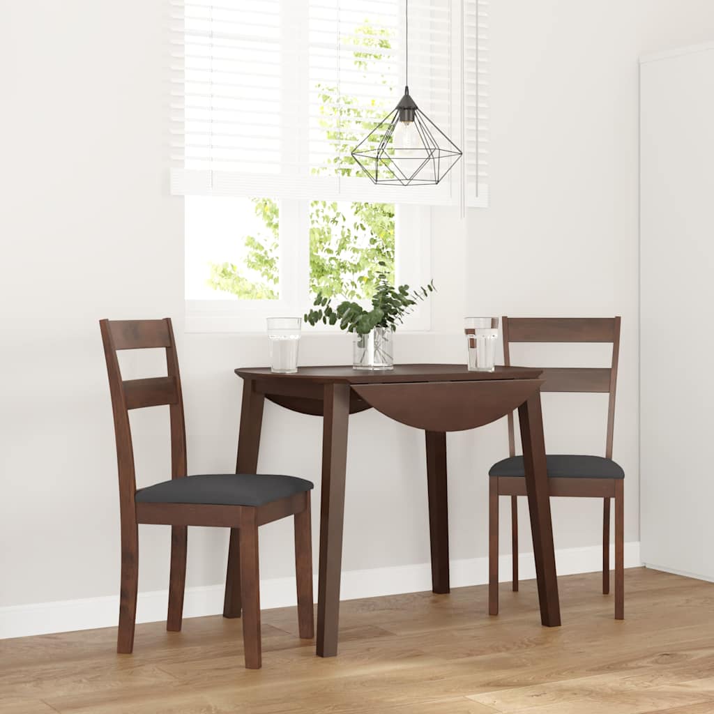 Esszimmerstühle mit Kissen 2 Stk. Braun Massivholz Gummibaum