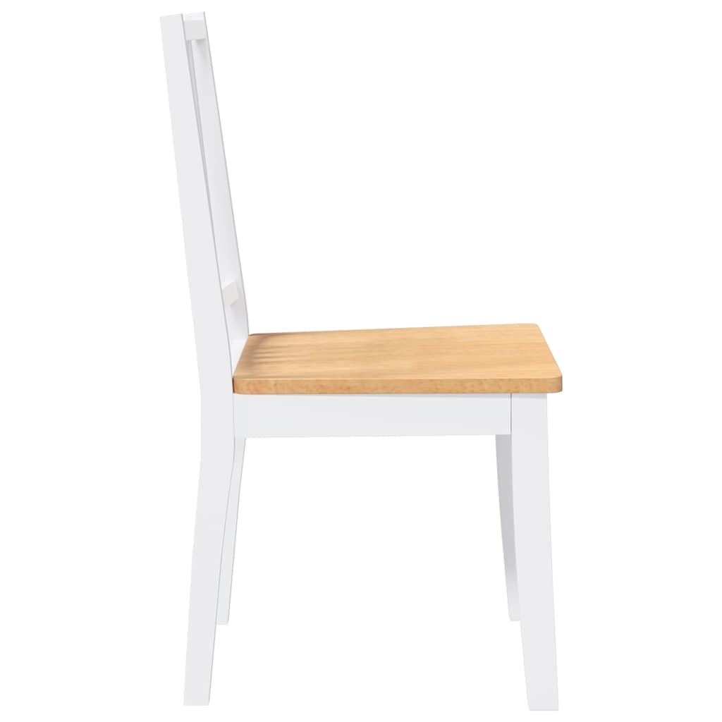 Esszimmerstühle 2 Stk. Weiß Massivholz Gummibaum