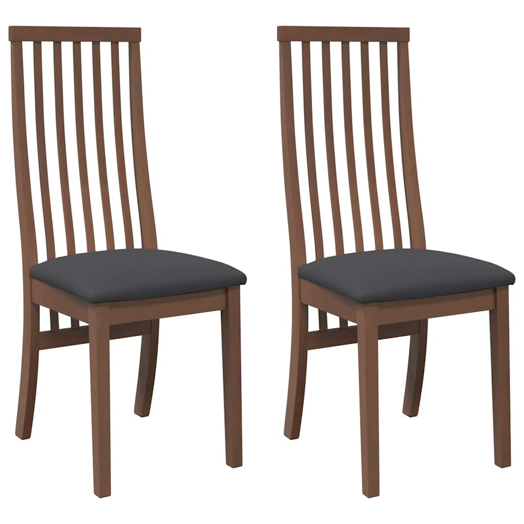 Esszimmerstühle mit Kissen 2 Stk. Braun Massivholz Gummibaum