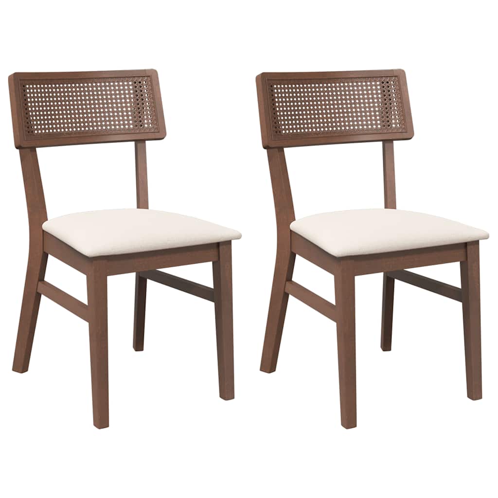 Esszimmerstühle mit Kissen 2 Stk. Braun Massivholz Gummibaum