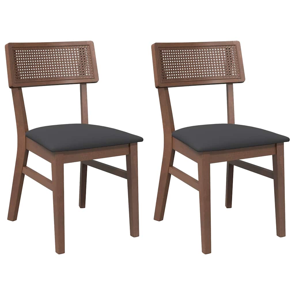 Esszimmerstühle mit Kissen 2 Stk. Braun Massivholz Gummibaum