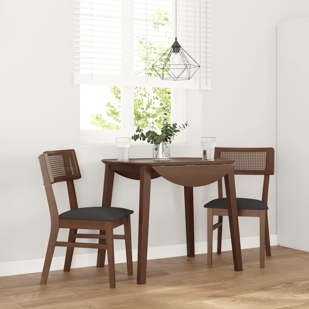 Esszimmerstühle mit Kissen 2 Stk. Braun Massivholz Gummibaum