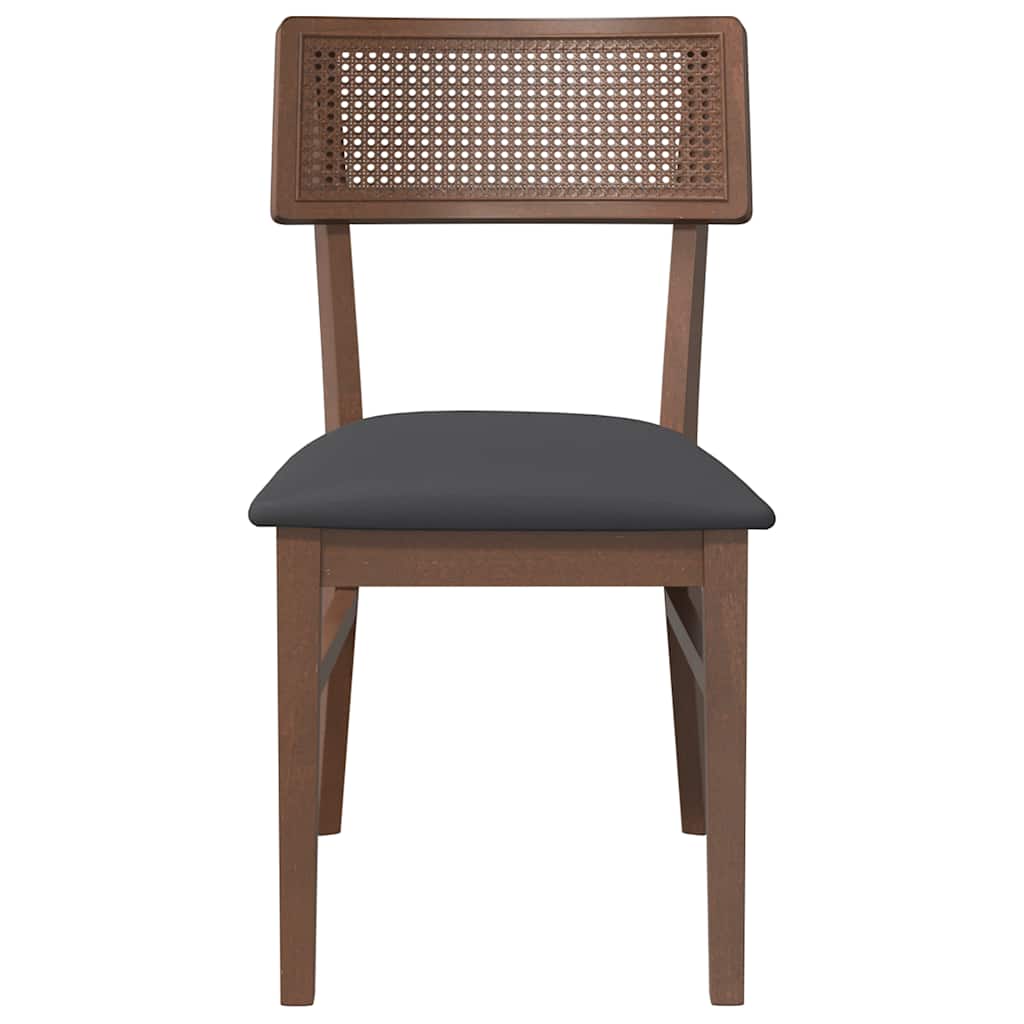 Esszimmerstühle mit Kissen 2 Stk. Braun Massivholz Gummibaum