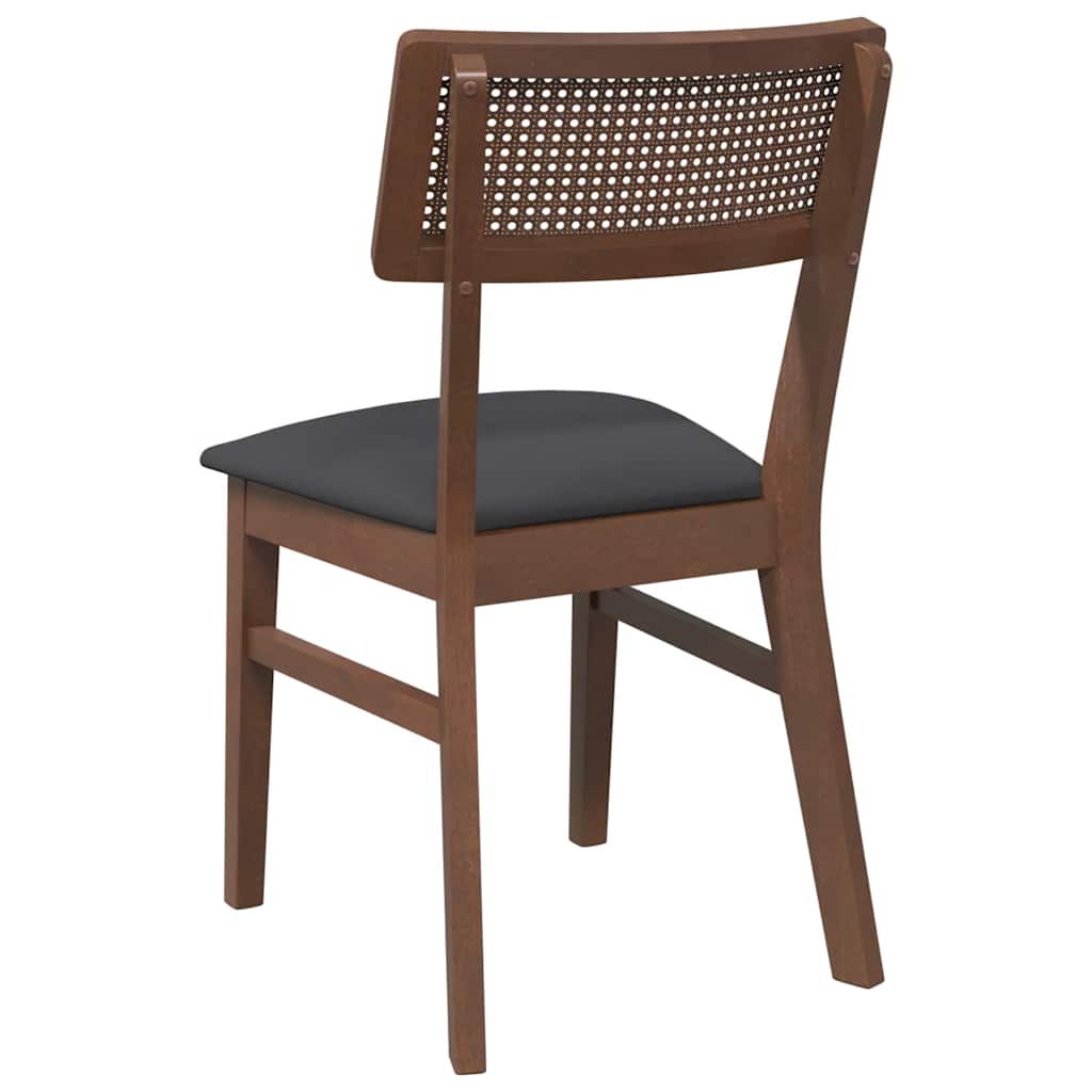Esszimmerstühle mit Kissen 2 Stk. Braun Massivholz Gummibaum