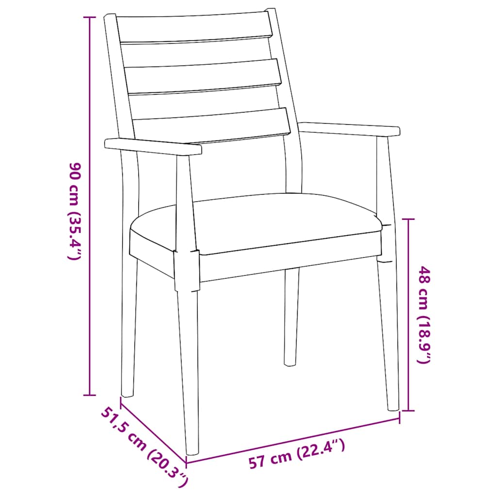 Esszimmerstühle mit Kissen 2 Stk. Braun Massivholz Gummibaum