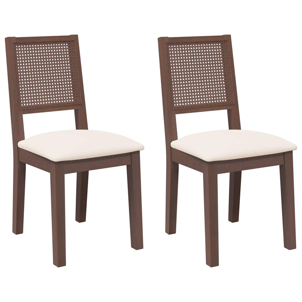 Esszimmerstühle mit Kissen 2 Stk. Braun Massivholz Gummibaum