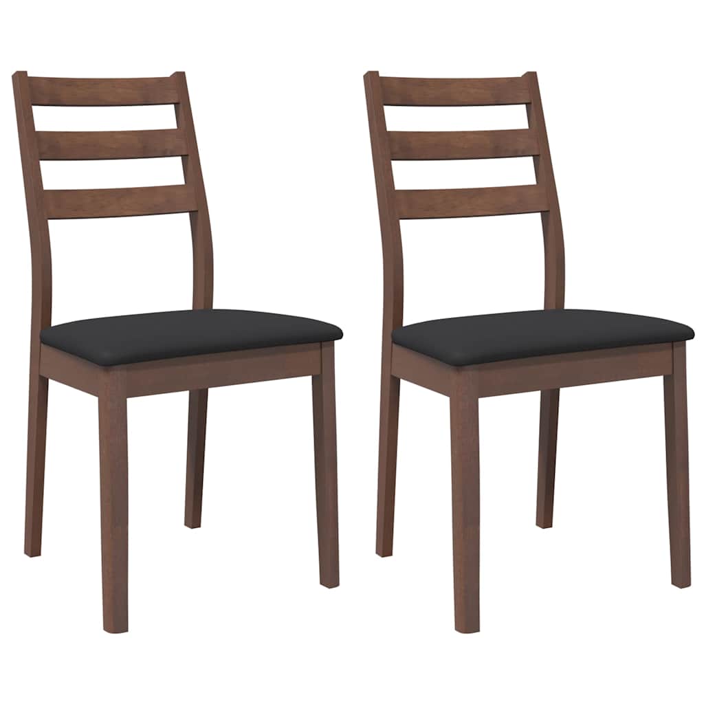 Esszimmerstühle mit Kissen 2 Stk. Braun Massivholz Gummibaum
